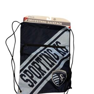 Sporting KC Drawstring Backpack - Black and Gray